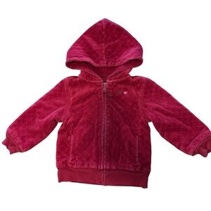 Baby Gap Vintage Quilted Velour Zip Front Hoodie Sweater Sweatshirt